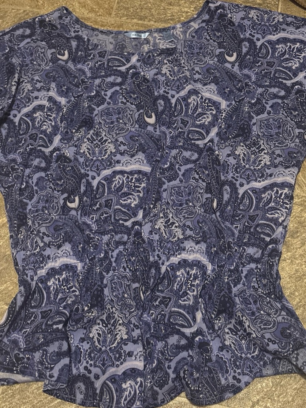 Izod Purple Paisley Short-Sleeve Blouse